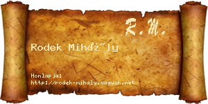 Rodek Mihály névjegykártya