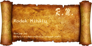 Rodek Mihály névjegykártya
